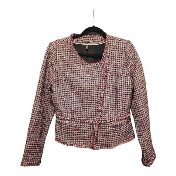 WHITE HOUSE BLACK MARKET Tweed Moto Jacket - Size 8 - Picture 1 of 8